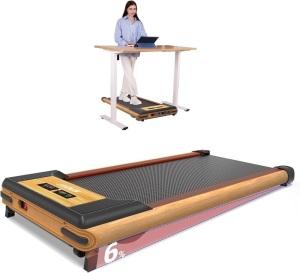 Walking Pad with Incline, Under Desk Treadmills - Grain of Wood Walking Jogging Machine for Home and Office, 2 in 1 Desk Walking Treadmill with Incline