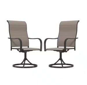 Steel Textilene Patio Dining Chair 360-Degree Swivel, Set of 2