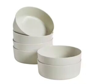 Lot of (2) Trenblay Melamine Dinner Bowls in Natural Beige, Set of 6