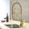 High Arc Dual-Mode Pull-Down Kitchen Faucet Solid Brass with Porcelain Handle - Appears New