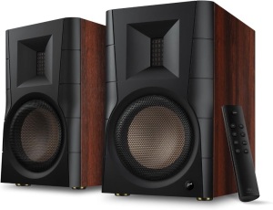 HiVi-Swans D300 Bluetooth Powered Bookshelf Speakers - Studio Monitor Speakers - Bluetooth Desk Speakers for TV/Turntable/PC - 6.5 Inch Near Field HiFi Speakers 300w RMS - Wood Grain