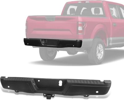  Rear Step Bumper Assembly w/Max Tow Hitch & Parking Aid Sensor Hole for 2015-2020 Ford F-150, Black 