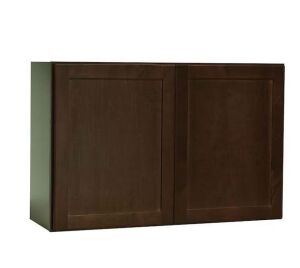 Hampton Bay Shaker 36 in. W x 12 in. D x 24 in. H Assembled Wall Bridge Kitchen Cabinet in Java with Shelf