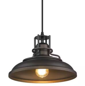 1-Light Farmhouse Vintage Oil Rubbed Bronze Finish Barn Pendant Light with Metal Shade 