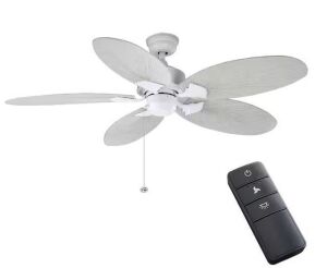 Hampton Bay Lillycrest 52 in. Indoor/Outdoor Matte White Ceiling Fan with Remote Control 