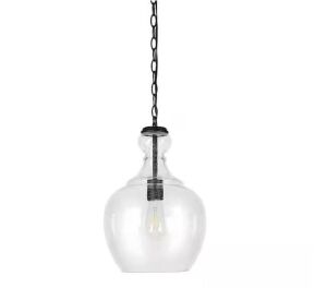 Meyer&Cross Verona 1-Light Blackened Bronze Pendant with Seeded Glass Shade