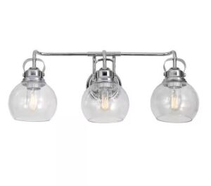 Jonathan Y Shirley 24 in. 3-Light Metal/ Bubbled Glass Chrome Vanity Light 