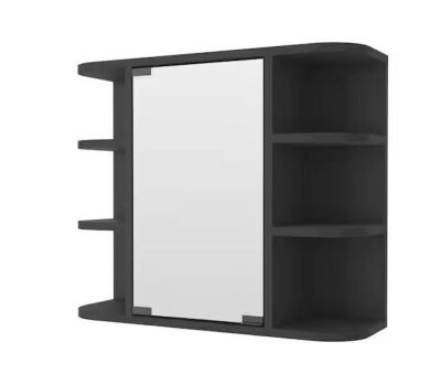 Black Multipurpose Wall Surface Mount Bathroom Medicine Cabinet with Mirror, 23.6 in. W x 19.6 in. H 