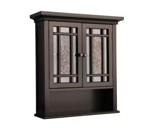 Windsor 22 in. W x 24 in. H x 7 in. D Bathroom Storage Wall Cabinet with Mosaic Glass in Espresso