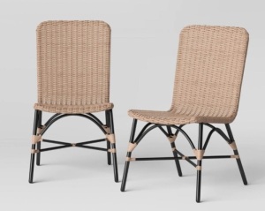 Threshold Set of 2 Outdoor Patio Dining Chairs Armless Woven Wicker All-Weather $275.00