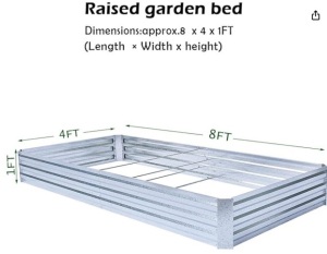 FOYUEE Galvanized Raised Garden Beds for Vegetables Large Metal Planter Box Steel Kit Flower Herb, 8x4x1ft $59.98