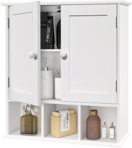 TaoHFE Bathroom Wall Cabinet with 2 Door Adjustable Shelves