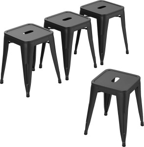 Home Industrial Metal Short Barstools, Set of 4