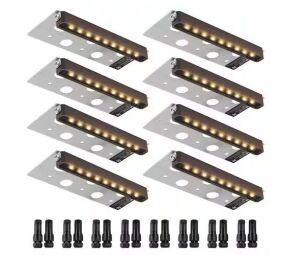 VEVOR 8PCS LED Hardscape Step Lighting 6.8 in. Wall Lights 3W 12V-24V AC/DC Paver Light IP66 3000K Swivel with Connectors