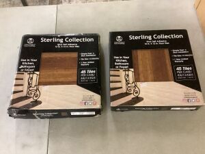 Lot of (2) Sterling Medium Oak Plank 12 in. x 12 in. Peel and Stick Vinyl Tile (45 sq. ft. / case)