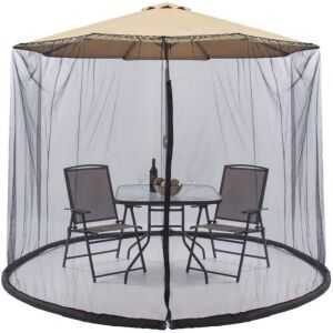 Adjustable Bug Net Accessory for Patio Umbrella w/ Zippered Door - 9ft 