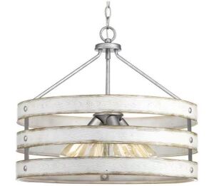 Progress Lighting Gulliver Collection 21-3/4 in. 4-Light Galvanized Coastal Kitchen Pendant with Antique White Wood Grain Pattern