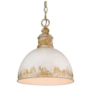 Golden Lighting Alison 1-Light Vintage Gold Medium Pendant with Metal Shade