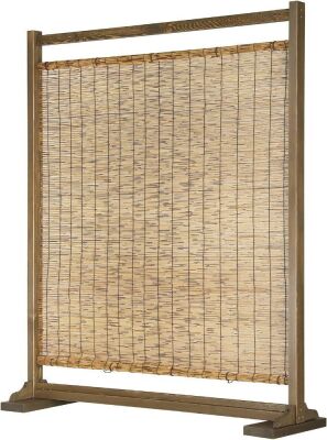 Rustic Style Wood and Reed Single Panel Privacy Screen Room Divider