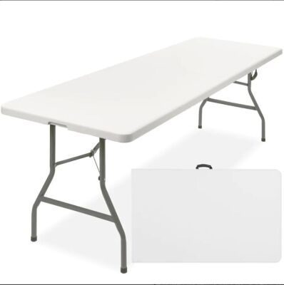 Portable Folding Plastic Dining Table w/ Handle, Lock - 8ft