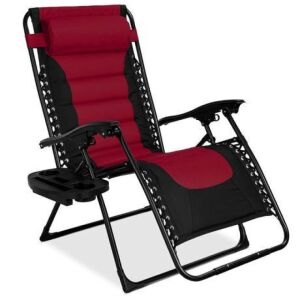 Oversized Padded Zero Gravity Chair, Folding Recliner w/ Headrest, Side Tray