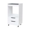 OmySalon Wooden Rolling Utility Esthetician Trolley Cart with Non-Slip Pads & Open Shelf 2 Drawers