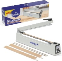 Wallaby Impulse Sealer - 16 inch - Manual Heat Sealer Machine for Mylar Bags - Heavy Duty for Strong, Secure Sealing for Long Term Food Storage - Two Fuse & Strip Replacement Kits Included (White)