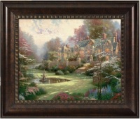 Thomas Kinkade Gardens Beyond Spring Gate 16 x 20 Brushstroke Vignette (Rich Burl)