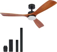 VONLUCE Ceiling Fans with Lights, 52 Inch Ceiling Fan with Remote, 6 Speed Reversible Noiseless DC Motor, 3CCT Wood Ceiling Fan for Outdoor Indoor Farmhouse Patios, Walnut