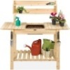 Wood Garden Potting Bench w/ Sliding Tabletop, Food Grade Dry Sink&nbsp;