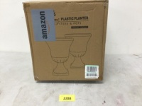 Set of 2 Black Plastic Urn Planters