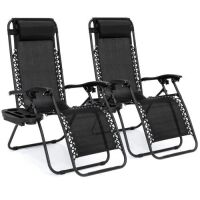 Set of 2 Adjustable Zero Gravity Patio Chair Recliners w/ Cup Holders&nbsp;