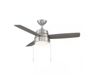 Hampton Bay Caprice 44 in. Integrated LED Indoor Brushed Nickel Ceiling Fan with Light Kit