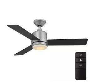 Hampton Bay Castlegate 44 in. Integrated LED Indoor Silver Ceiling Fan with 3 Reversible Blades, Light Kit and Remote Control