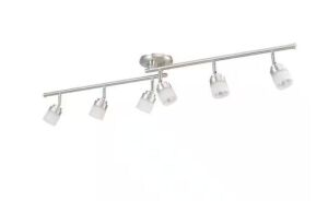 Globe Electric Spence 3.85 ft. 6-Light Brushed Nickel Flexible Track Lighting Kit with Frosted Glass Shades