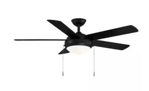 Hampton Bay Claret 52 in. Indoor Matte Black Ceiling Fan with Light Kit