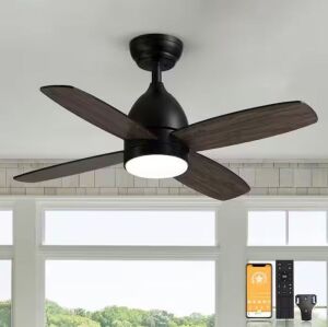 ANTOINE 36 in. Dimmable LED Indoor Black Ceiling Fan with Remote 