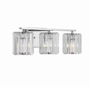 JONATHAN Y Coco Prism Vintage 23 in. 3-Light Chrome Metal/Glass Classic Glam LED Vanity Light