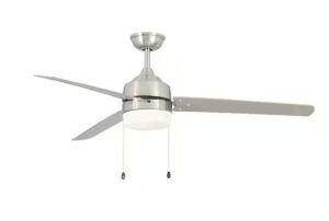 Home Decorators Collection Carrington II 60 in. LED Indoor/Outdoor Brushed Nickel Ceiling Fan with Light