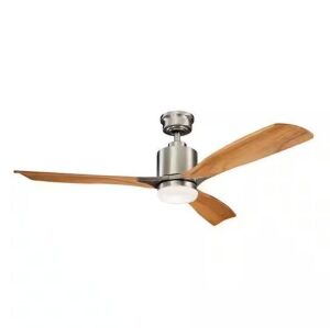 KICHLER Ridley II 60 in. Indoor Brushed Stainless Steel Downrod Mount Ceiling Fan with Integrated LED with Wall Control Included