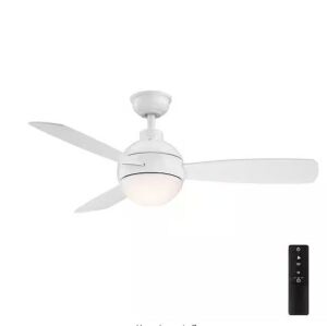 Home Decorators Collection Alisio 44 in. LED White Ceiling Fan with Light and Remote Control