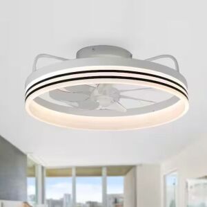 20 in. LED Indoor White Bladeless App Control Smart Low Profile Ceiling Fan Flush Mount Dimmable 