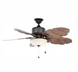 Home Decorators Collection Palm Cove 52 in. Indoor/Outdoor LED Natural Iron Ceiling Fan with Light Kit, Downrod and Reversible Motor