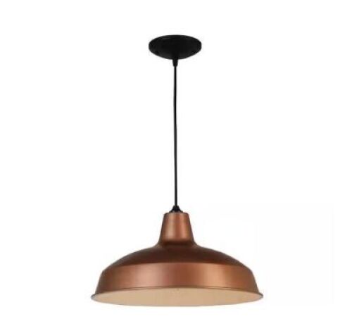 Hampton Bay&nbsp;1-Light Glossy White Warehouse Pendant with Metal Shade