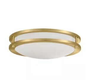 Hampton Bay Flaxmere 12 in. Brushed Gold Dimmable Integrated LED Flush Mount Ceiling Light with Frosted White Glass Shade