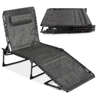 Portable Patio Chaise Lounge Chair Outdoor Recliner w/ Pillow (gray) $99.99