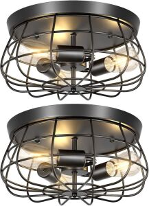 Elibbren 2 Pack Vintage Semi Flush Mount Ceiling Light