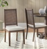 Set of 2 Westbury Cane Style Back Dining Chairs Walnut/Cream - Buylateral: Rubberwood Frame, Linen Upholstery $239.99