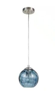 Lot of (2) Cresswell 69 in. Hammered Blue Glass Pendant