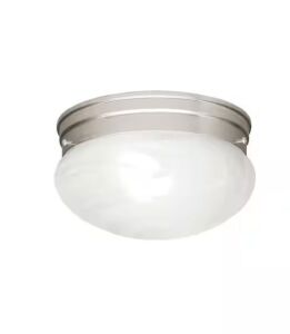 KICHLER Ceiling Space 9.25 in. 2-Light Brushed Nickel Traditional Hallway Flush Mount Ceiling Light with Alabaster Swirl Glass